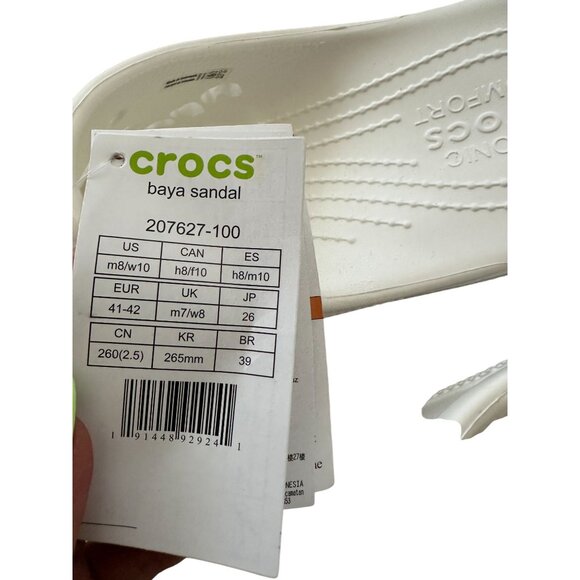 CROCS White Baya Double Strap Sandals Size Womens 10 / Mens 8 NEW NWT - Picture 4 of 5